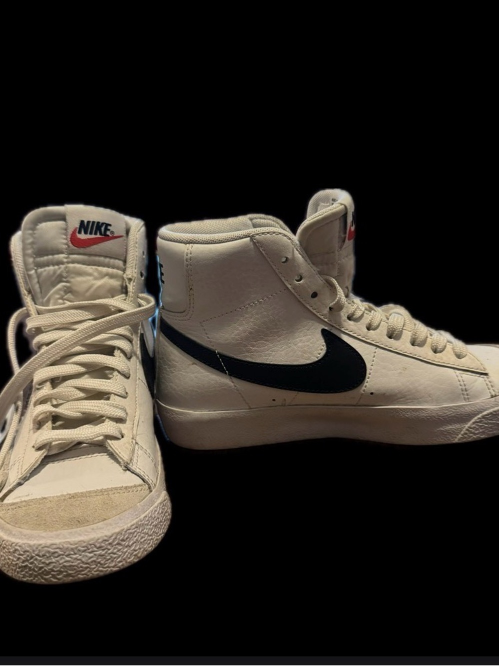 Nike Men’s High-Top Sneakers in Off-White with Black Swoosh